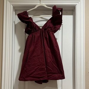 Burgundy Ruffle Dress